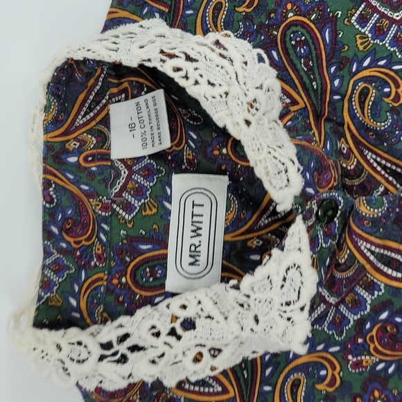 Vintage Mr. Witt 80's Paisley Crochet Trim Blouse size 16 - Picture 3 of 9